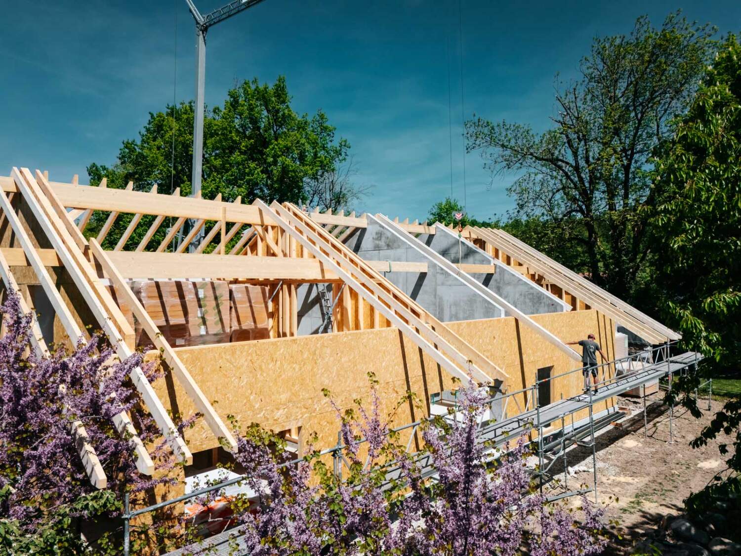 Ossature bois d'une maison